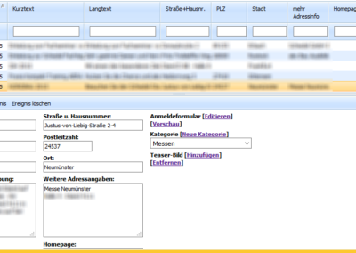 Eingabemaske Terminkalender Backend