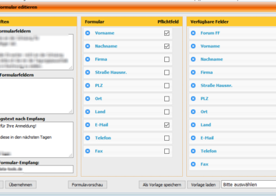 Formulareditor für Anmeldungen